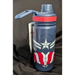 Marvel Studios Captain America Brave New World Blue Metal Water Bottle 8oz. NEW
